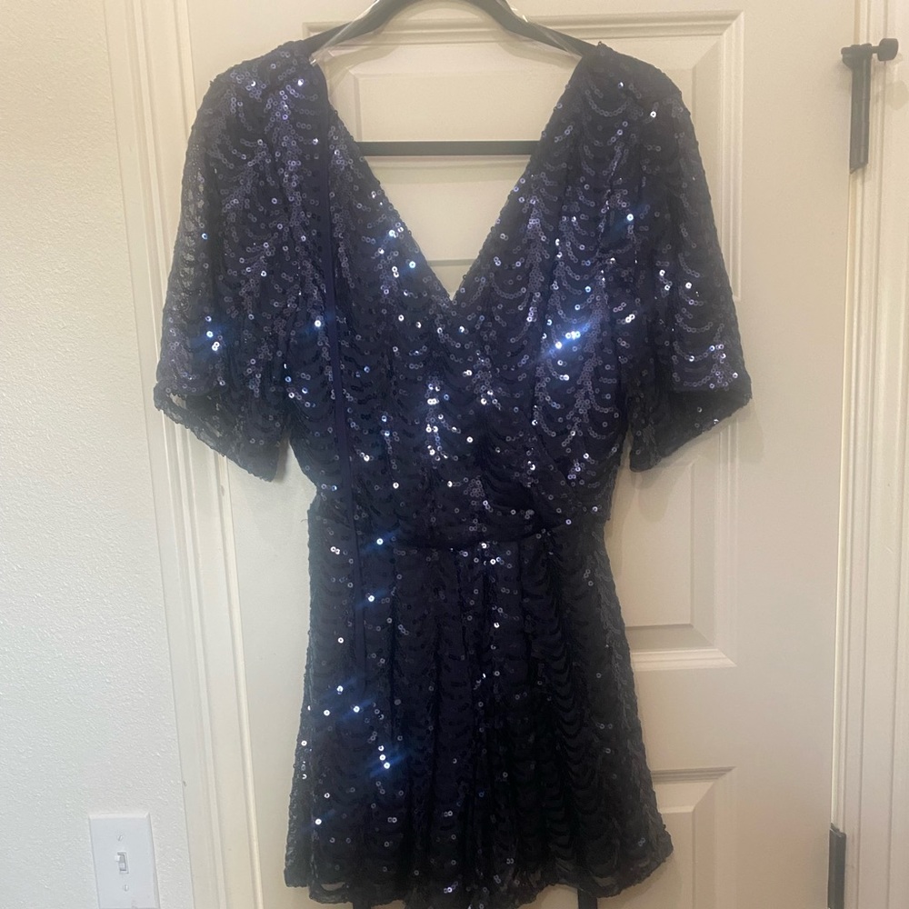Navy blue sequin romper